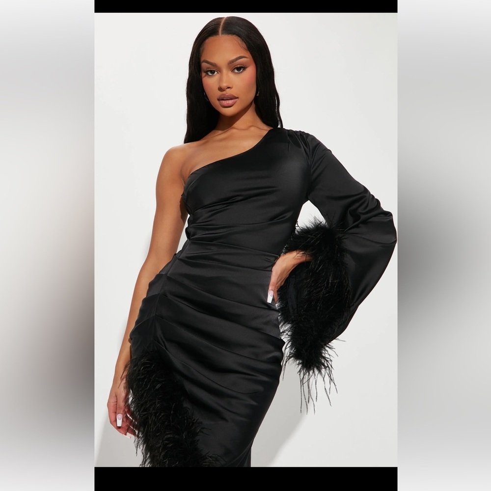 Fashion Nova Black Asymmetrical Dress - Picture 2 of 5